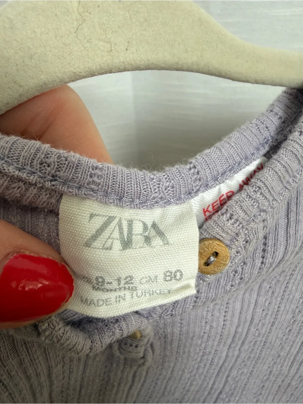 Zara Baby Girls Lavender Pointelle Knit Henley Top | Size  9-12M